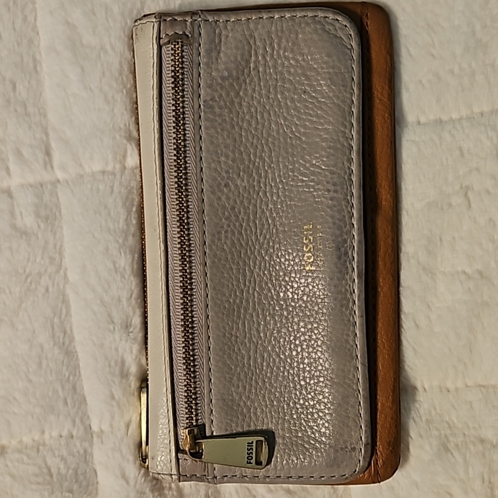 Fossil "Preston" Double Zip Leather Credit Card Wallet